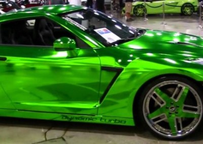 GREEN CHROME SPRAYED NISSAN GTR