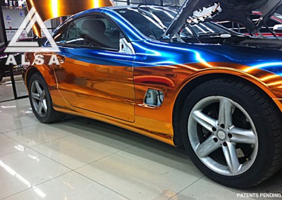 Orange & Blue chrome car 1