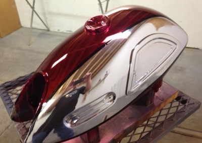 Burgundy Chrome Sprayed Bike Tank