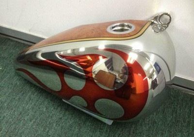 Orange Chrome Sprayed Bike Tank 2